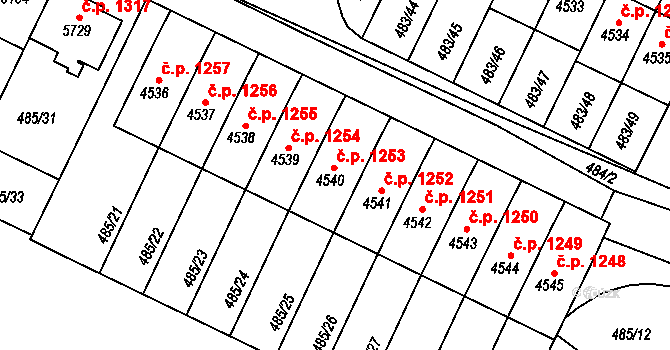 Horka-Domky 1253, Třebíč na parcele st. 4540 v KÚ Třebíč, Katastrální mapa