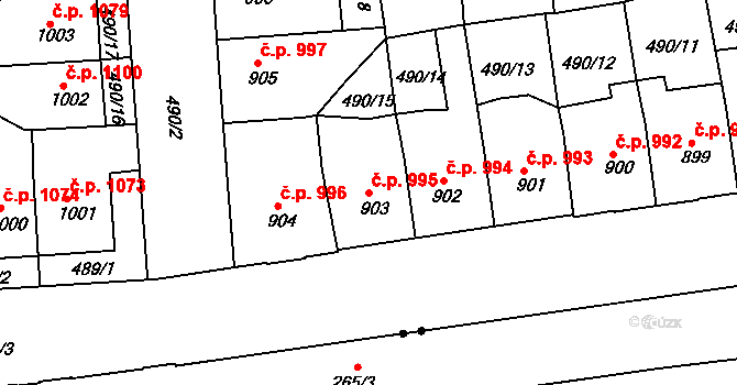 Předměstí 995, Svitavy na parcele st. 903 v KÚ Svitavy-předměstí, Katastrální mapa