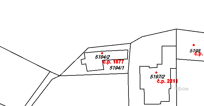 Líšeň 1877, Brno na parcele st. 5194/2 v KÚ Líšeň, Katastrální mapa