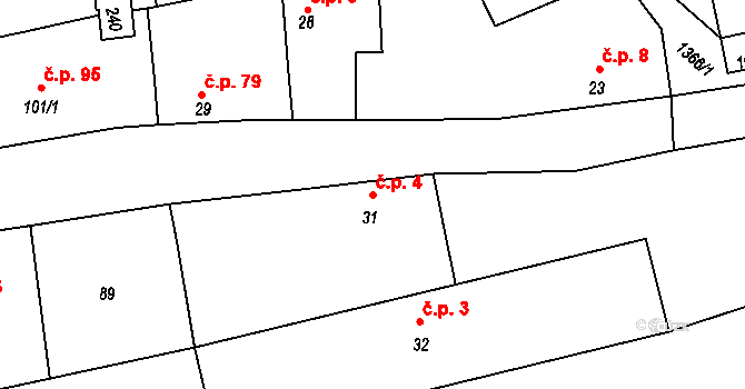 Libořice 4 na parcele st. 31 v KÚ Libořice, Katastrální mapa