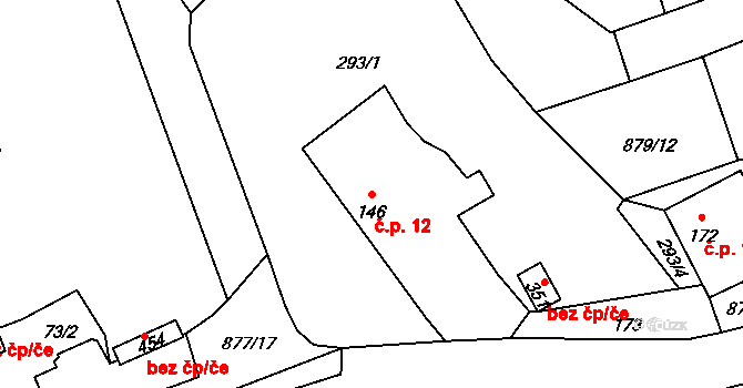 Hořepník 12 na parcele st. 146 v KÚ Hořepník, Katastrální mapa