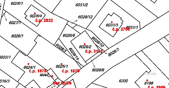 Frýdek 3191, Frýdek-Místek na parcele st. 6028/2 v KÚ Frýdek, Katastrální mapa
