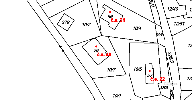 Svahová 49, Boleboř na parcele st. 79 v KÚ Svahová, Katastrální mapa