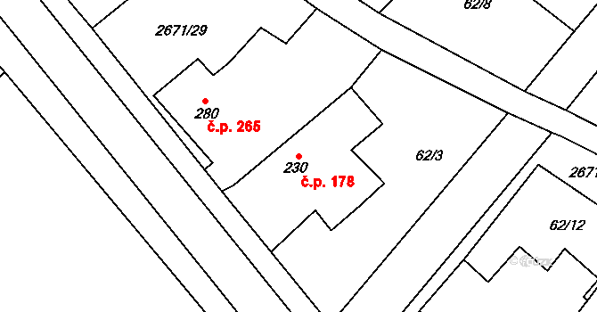 Černilov 178 na parcele st. 230 v KÚ Černilov, Katastrální mapa