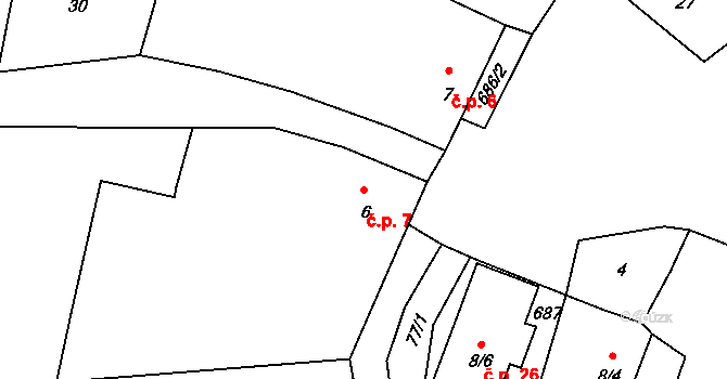 Leština 7, Strmilov na parcele st. 6 v KÚ Leština u Strmilova, Katastrální mapa