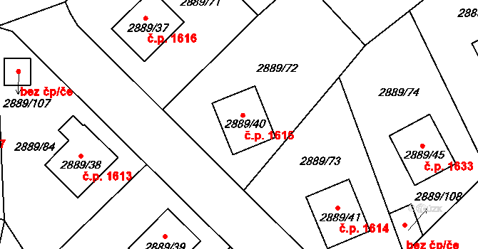 Krč 1615, Praha na parcele st. 2889/40 v KÚ Krč, Katastrální mapa