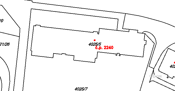 Strašnice 2240, Praha na parcele st. 4025/5 v KÚ Strašnice, Katastrální mapa
