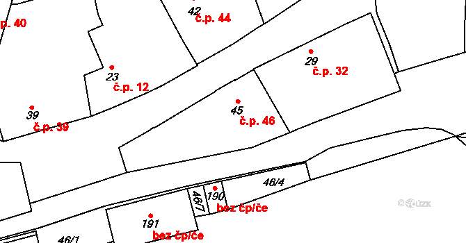 Křepenice 46 na parcele st. 45 v KÚ Křepenice, Katastrální mapa