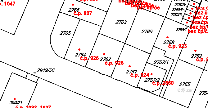 České Budějovice 3 925, České Budějovice na parcele st. 2762 v KÚ České Budějovice 3, Katastrální mapa