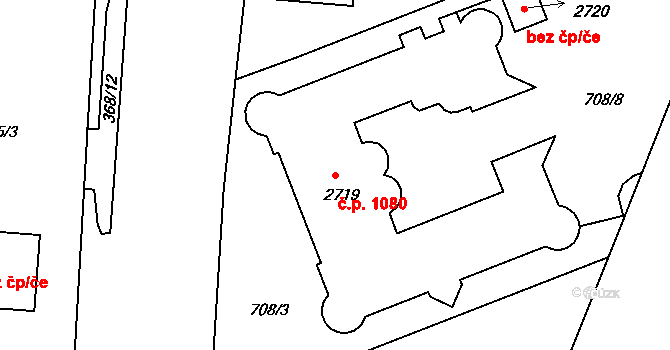 Sezimovo Ústí 1080 na parcele st. 2719 v KÚ Sezimovo Ústí, Katastrální mapa
