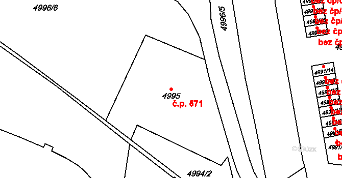 Chomutov 571 na parcele st. 4995 v KÚ Chomutov I, Katastrální mapa