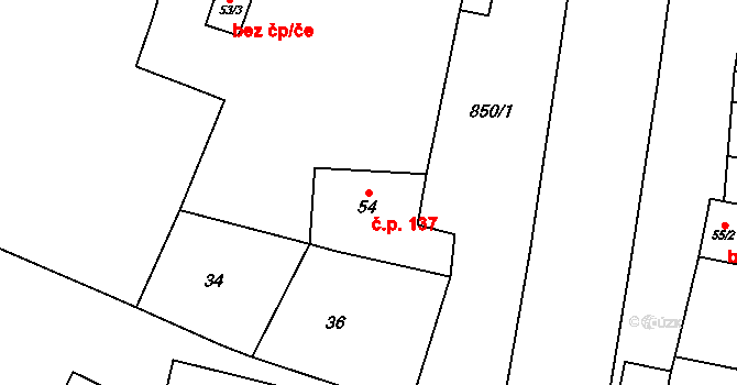 Kocbeře 137 na parcele st. 54 v KÚ Kocbeře, Katastrální mapa