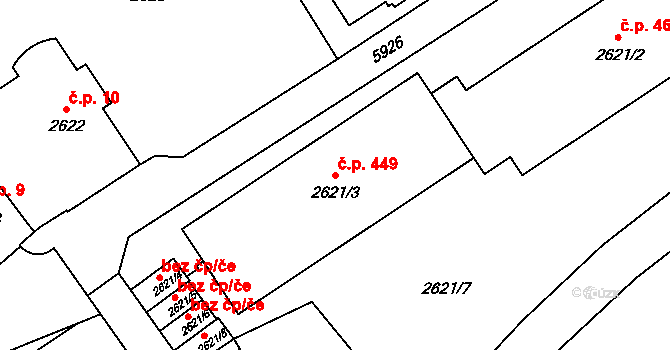 Liberec V-Kristiánov 449, Liberec na parcele st. 2621/3 v KÚ Liberec, Katastrální mapa
