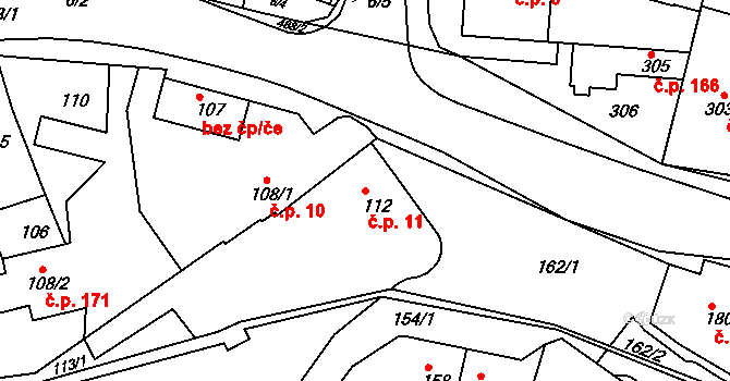 Kanice 11 na parcele st. 112 v KÚ Kanice, Katastrální mapa