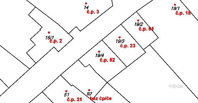 Litostrov 52 na parcele st. 19/4 v KÚ Litostrov, Katastrální mapa
