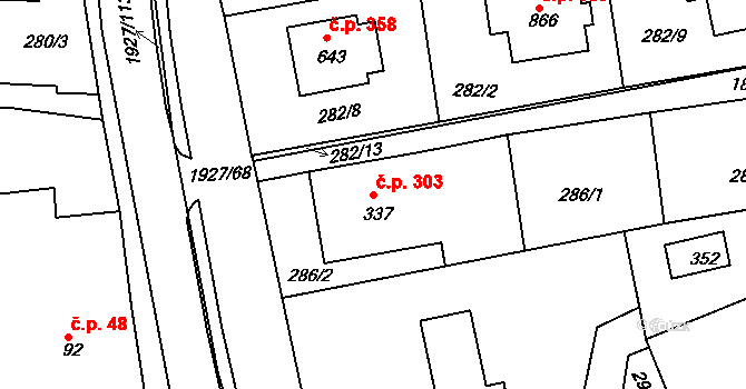 Lačnov 303, Svitavy na parcele st. 337 v KÚ Moravský Lačnov, Katastrální mapa