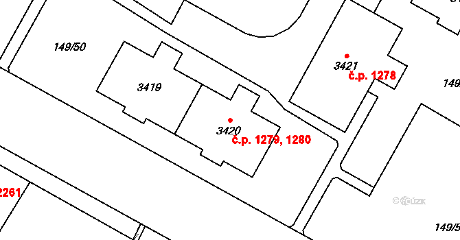 Bolevec 1279,1280, Plzeň na parcele st. 3419 v KÚ Bolevec, Katastrální mapa