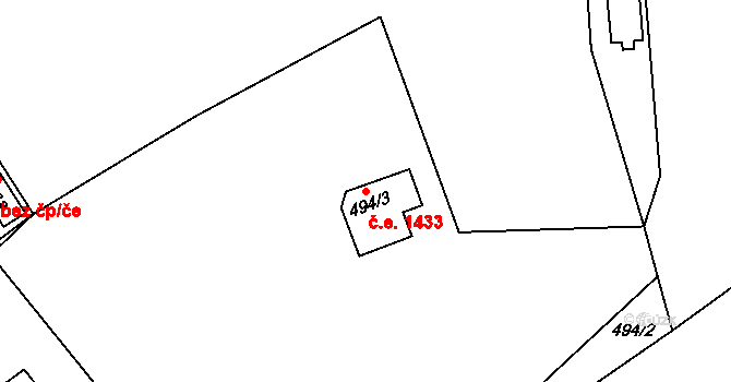 Doudlevce 1433, Plzeň na parcele st. 494/3 v KÚ Doudlevce, Katastrální mapa