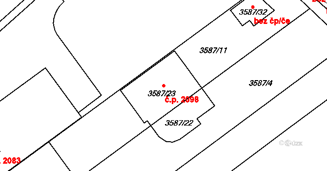 Řečkovice 2098, Brno na parcele st. 3587/23 v KÚ Řečkovice, Katastrální mapa