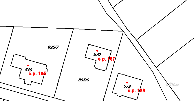 Pecerady 187, Týnec nad Sázavou na parcele st. 570 v KÚ Pecerady, Katastrální mapa