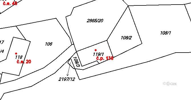 Dražov 138, Stanovice na parcele st. 119/1 v KÚ Dražov, Katastrální mapa
