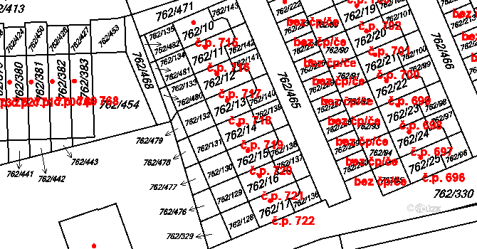 Liberec XII-Staré Pavlovice 719, Liberec na parcele st. 762/14 v KÚ Staré Pavlovice, Katastrální mapa