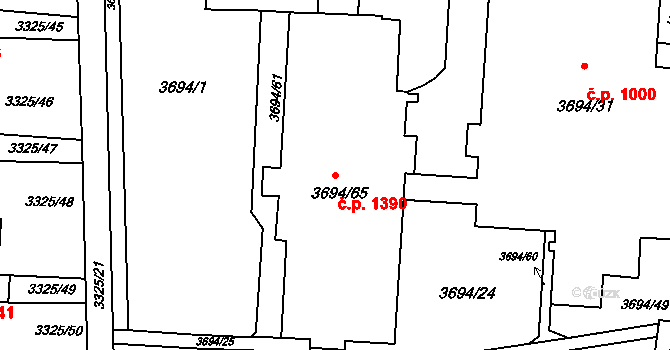 Lutyně 1390, Orlová na parcele st. 3694/65 v KÚ Horní Lutyně, Katastrální mapa