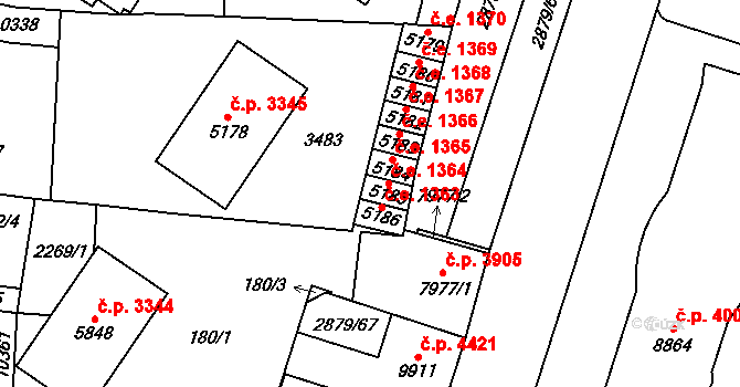 Hodonín 1364 na parcele st. 5185 v KÚ Hodonín, Katastrální mapa