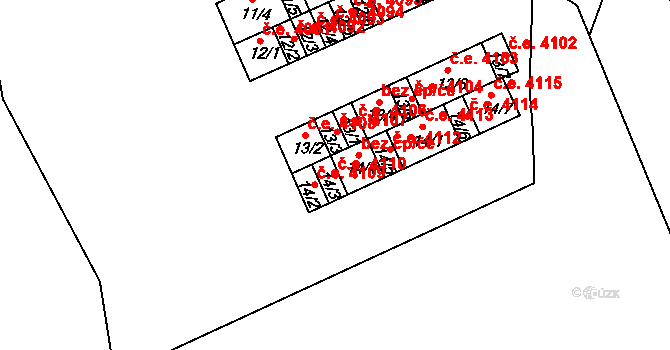 Kadaň 4110 na parcele st. 14/3 v KÚ Bystřice u Kadaně, Katastrální mapa