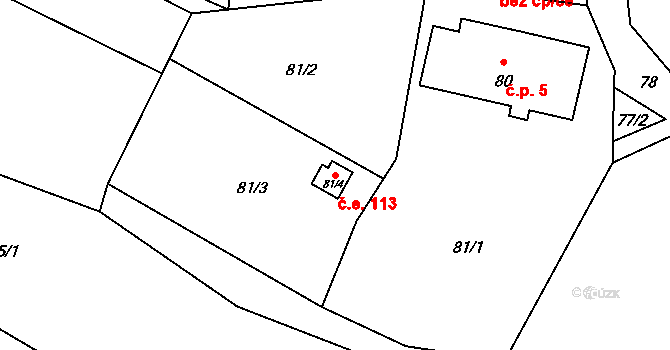 Lukášov 113, Jablonec nad Nisou na parcele st. 81/4 v KÚ Lukášov, Katastrální mapa