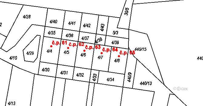 Pernek 64, Horní Planá na parcele st. 4/7 v KÚ Pernek, Katastrální mapa