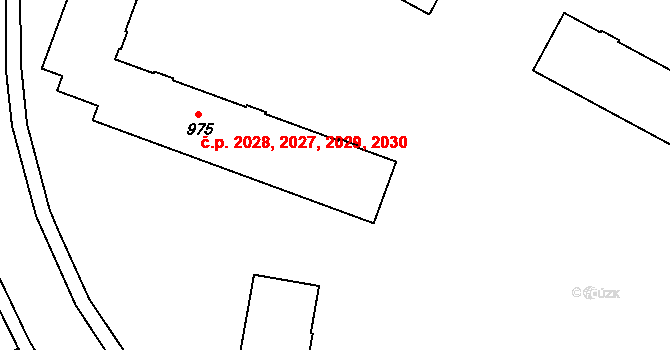 Žďár nad Sázavou 3 2027,2028,2029,2030, Žďár nad Sázavou na parcele st. 975 v KÚ Město Žďár, Katastrální mapa
