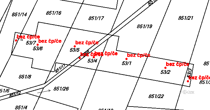 Nalžovské Hory 39816451 na parcele st. 53/1 v KÚ Letovy, Katastrální mapa