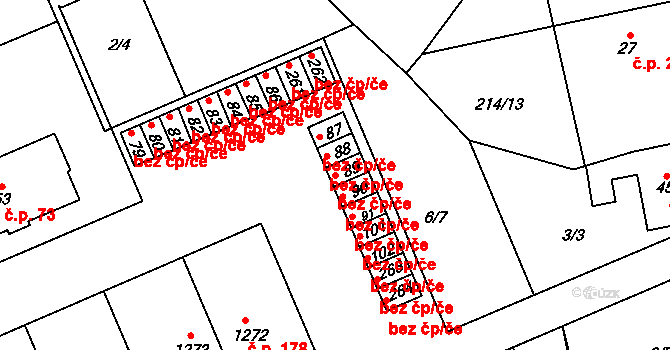 Pardubice 40443451 na parcele st. 89 v KÚ Semtín, Katastrální mapa