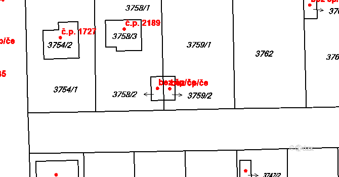 České Budějovice 40521451 na parcele st. 3759/2 v KÚ České Budějovice 7, Katastrální mapa