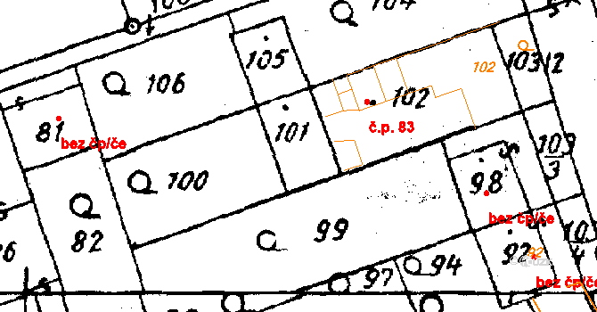 Dolní Heřmanice 40706451 na parcele st. 101 v KÚ Dolní Heřmanice, Katastrální mapa
