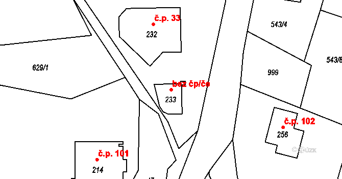 Okounov 41273451 na parcele st. 233 v KÚ Okounov, Katastrální mapa