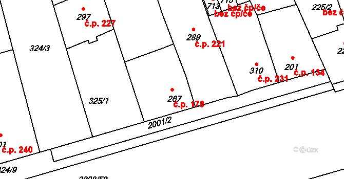 Louky 178, Zlín na parcele st. 267 v KÚ Louky nad Dřevnicí, Katastrální mapa