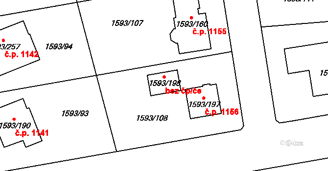 Kosmonosy 42746451 na parcele st. 1593/198 v KÚ Kosmonosy, Katastrální mapa