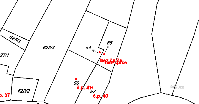 Přehýšov 43107451 na parcele st. 54 v KÚ Bítov u Přehýšova, Katastrální mapa