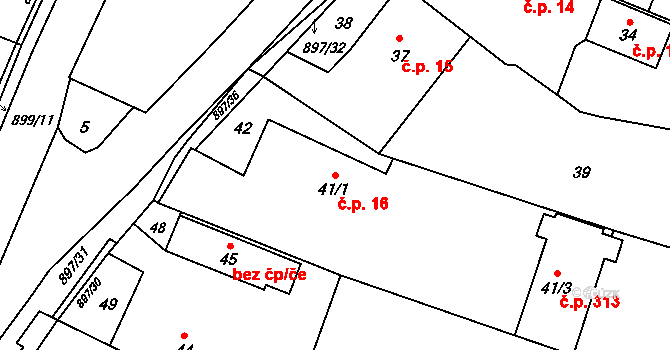 Suché Lazce 16, Opava na parcele st. 41/1 v KÚ Suché Lazce, Katastrální mapa