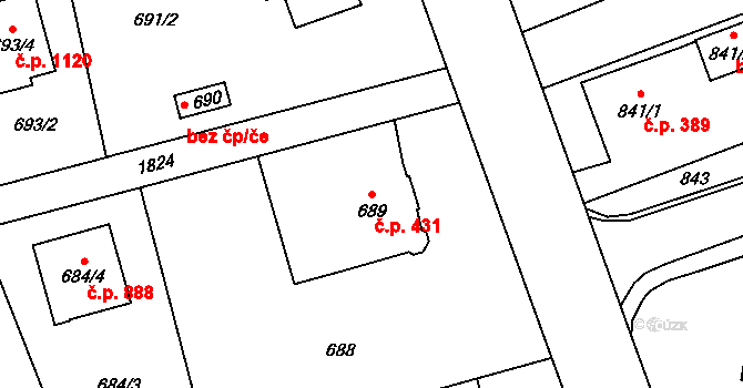 Kylešovice 431, Opava na parcele st. 689 v KÚ Kylešovice, Katastrální mapa