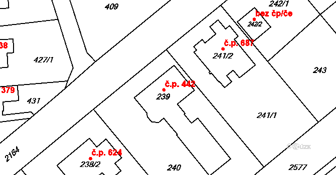 Štěpánkovice 442 na parcele st. 239 v KÚ Štěpánkovice, Katastrální mapa