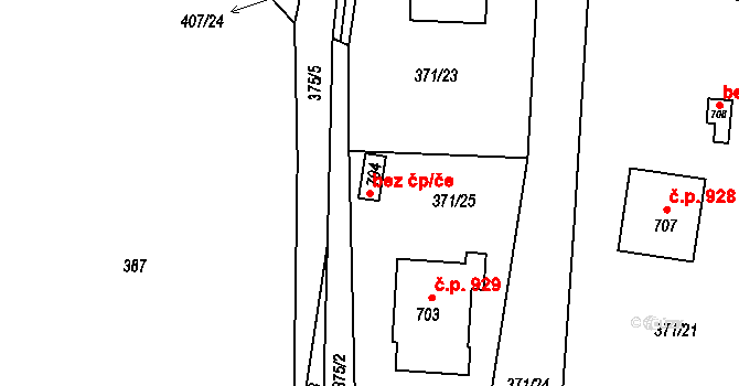 Rudná 45726451 na parcele st. 704 v KÚ Dušníky u Rudné, Katastrální mapa