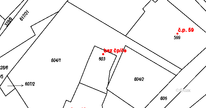 Osek 46449451 na parcele st. 603 v KÚ Osek u Hořovic, Katastrální mapa