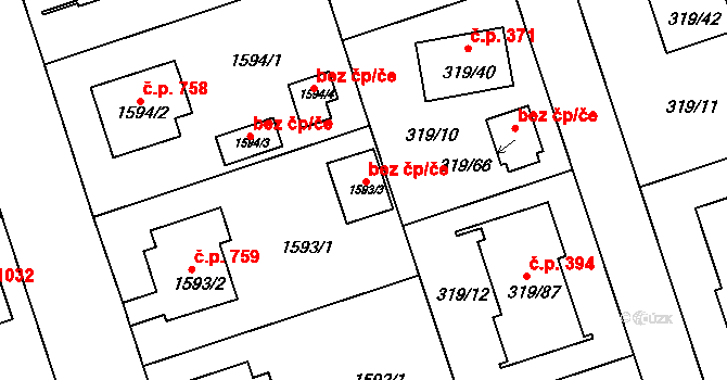 Praha 46820451 na parcele st. 1593/3 v KÚ Čakovice, Katastrální mapa