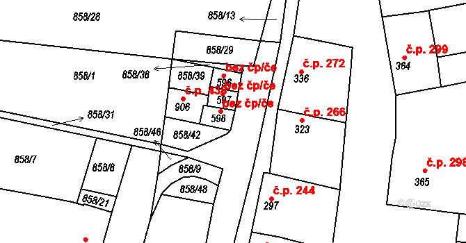 Vrbice 47812451 na parcele st. 598 v KÚ Vrbice u Velkých Pavlovic, Katastrální mapa