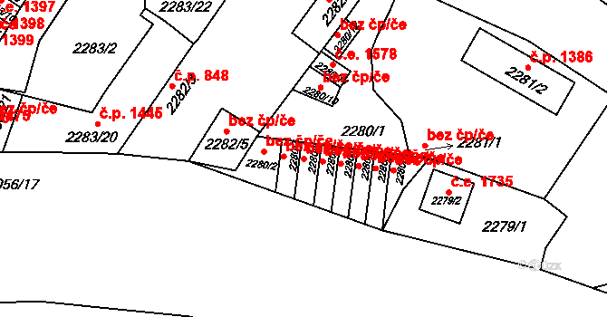 Děčín 47948451 na parcele st. 2280/4 v KÚ Děčín, Katastrální mapa