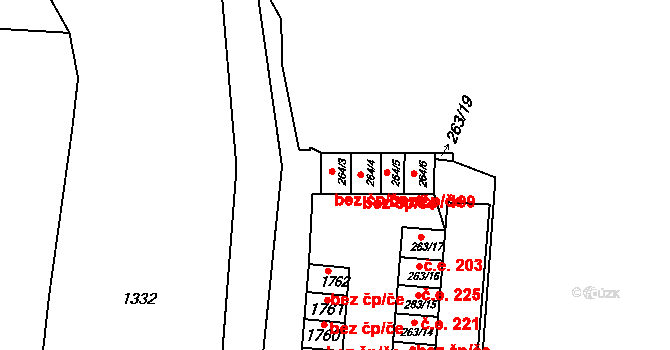 Brno 48712451 na parcele st. 264/3 v KÚ Brněnské Ivanovice, Katastrální mapa