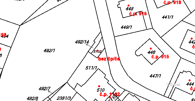 Teplice 49177451 na parcele st. 511/2 v KÚ Teplice-Trnovany, Katastrální mapa